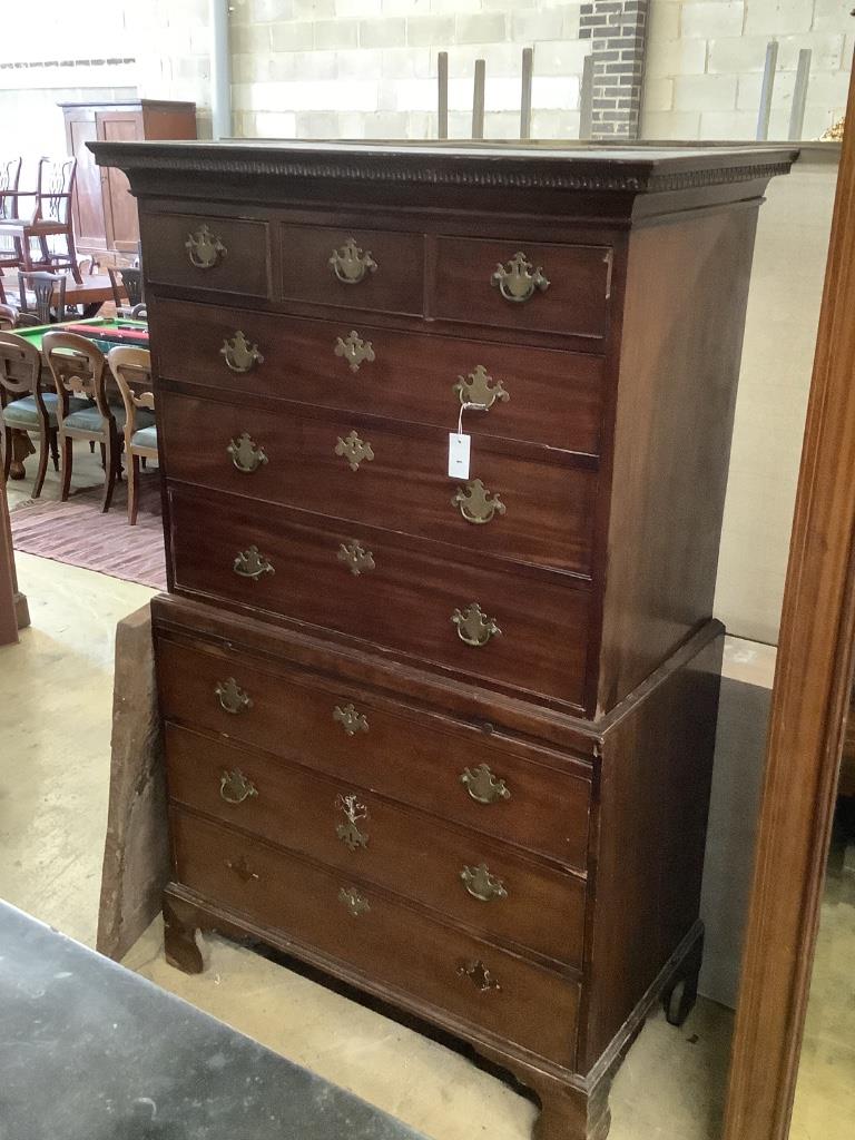 A George III mahogany chest on chest, width 103cm, depth 55cm, height 179cm